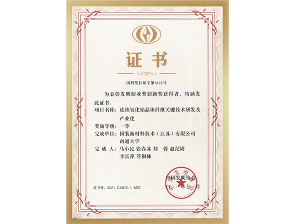 中國(guó)發(fā)明創(chuàng)造“一等獎(jiǎng)”——中國(guó)發(fā)明協(xié)會(huì)